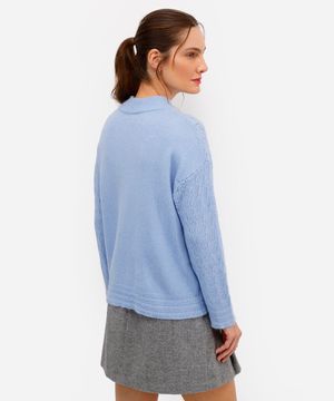 suéter feminino texturizado azul