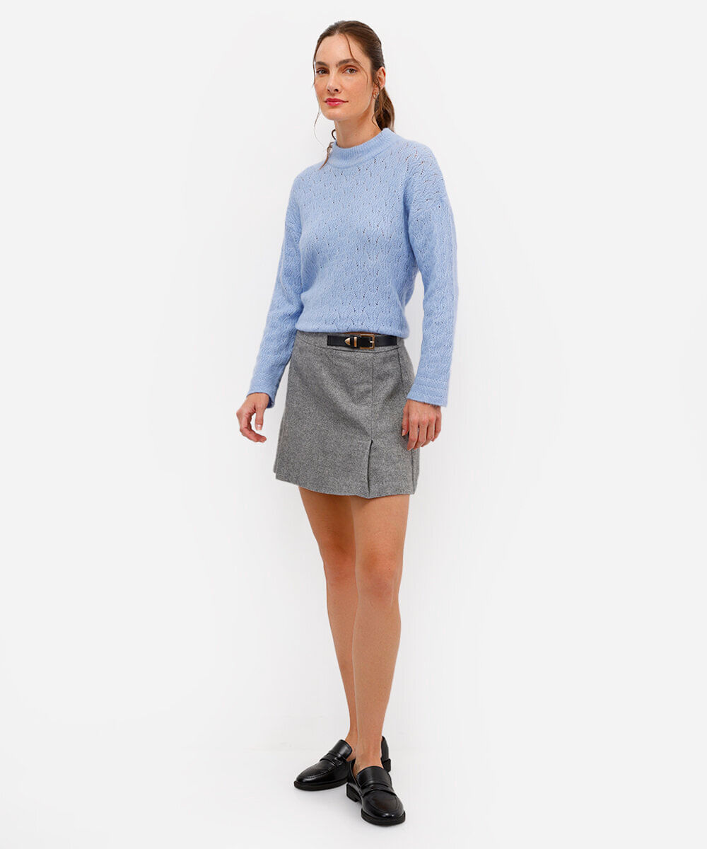 suéter feminino texturizado azul