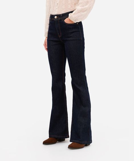 calça jeans flare cintura alta azul