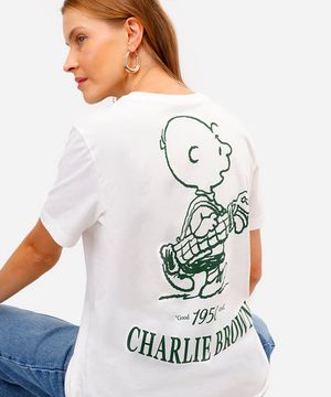 camiseta feminina de algodão peanuts off white