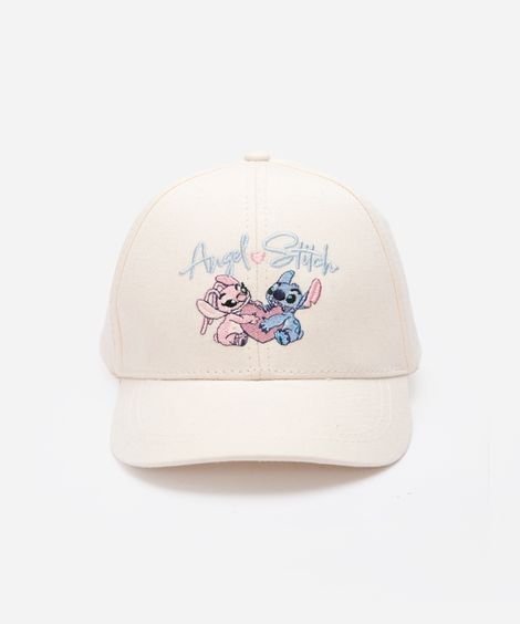 boné infantil de sarja aba curva angel e stitch off white