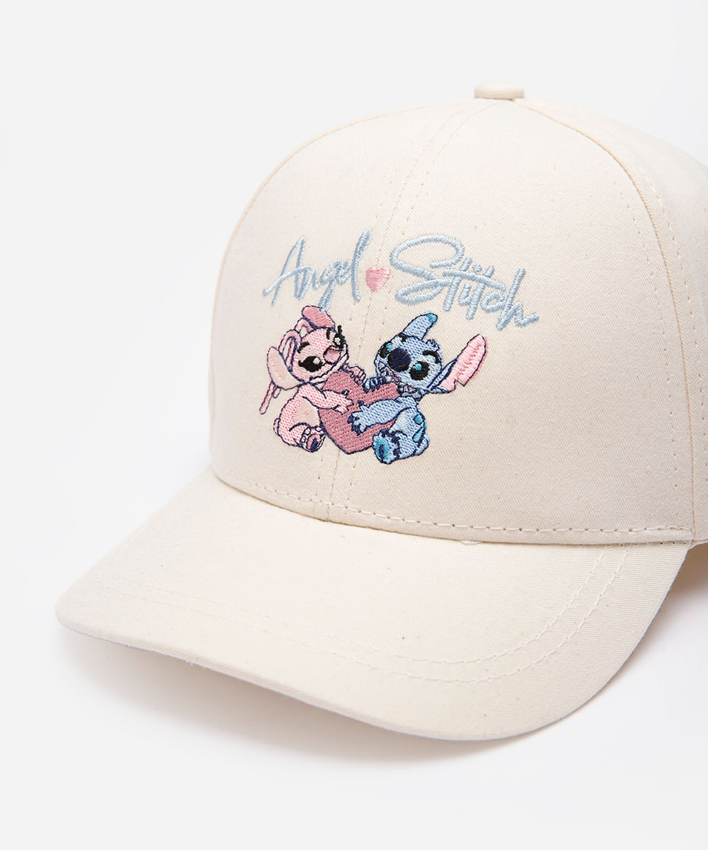 boné infantil de sarja aba curva angel e stitch off white