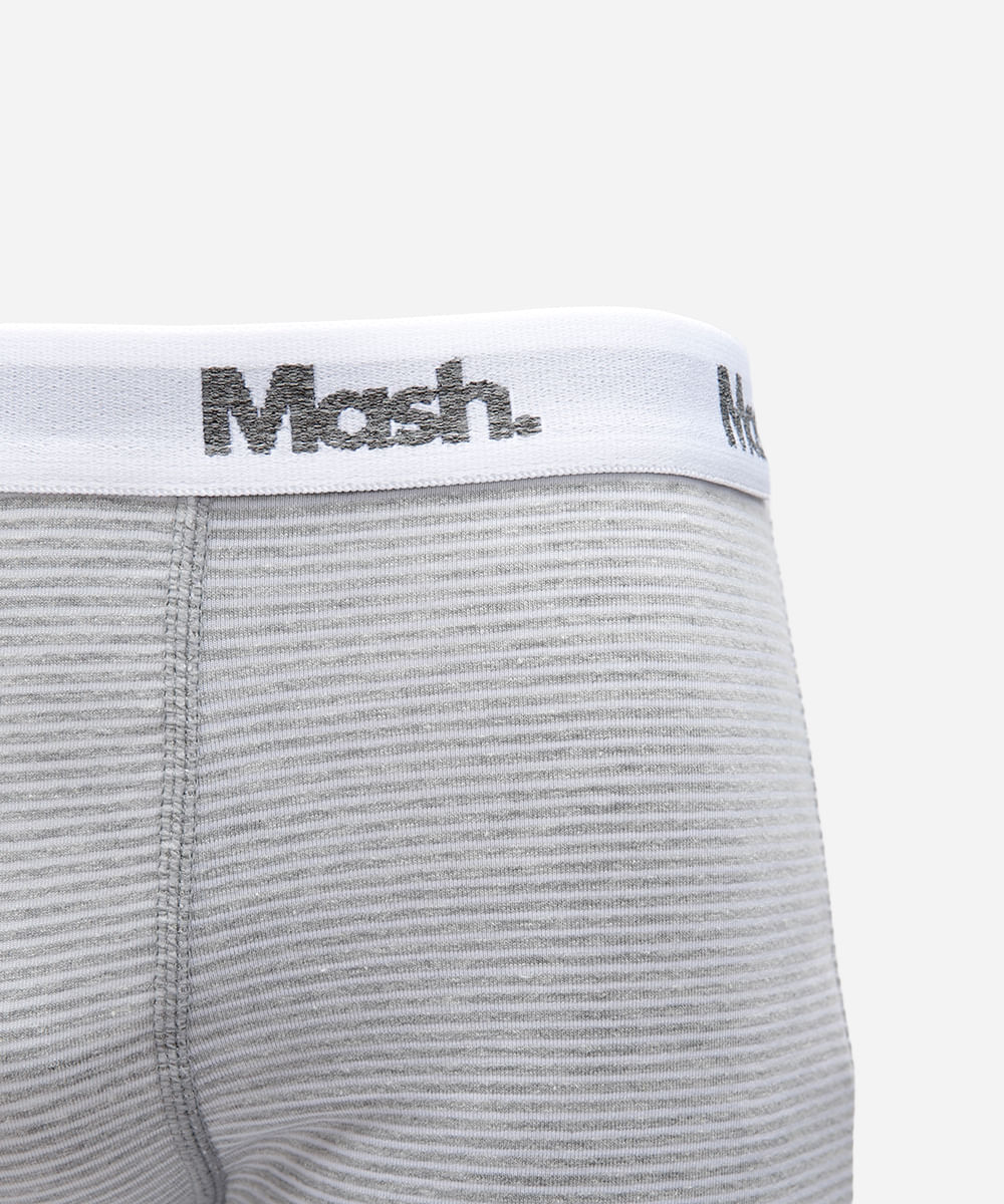 kit de 3 cuecas boxer de algodão mash cinza