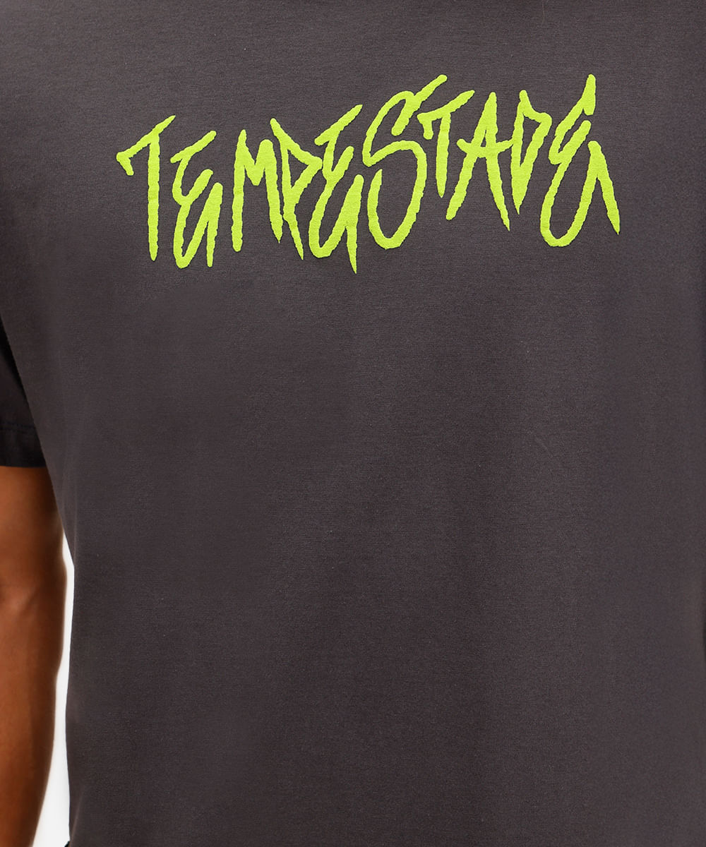 camiseta masculina de algodão tempestade cinza