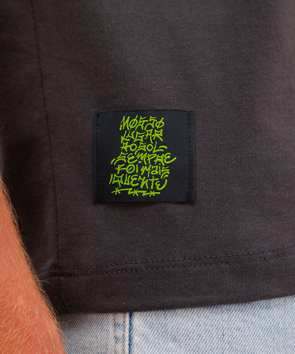 camiseta masculina de algodão tempestade cinza