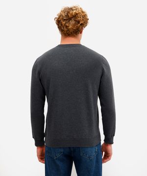 blusão básico masculino de moletom felpado gola careca cinza