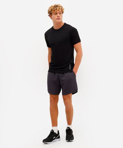 short masculino esportivo texturizado com recorte - chumbo
