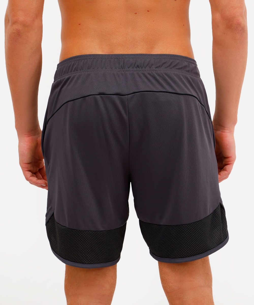 short masculino esportivo texturizado com recorte - chumbo