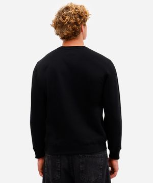 blusão básico masculino de moletom felpado gola careca preto