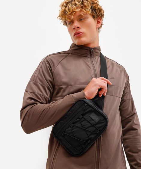 bolsa masculina shoulder esportiva preta