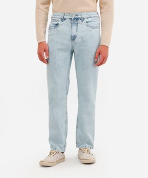 calça reta masculina jeans azul
