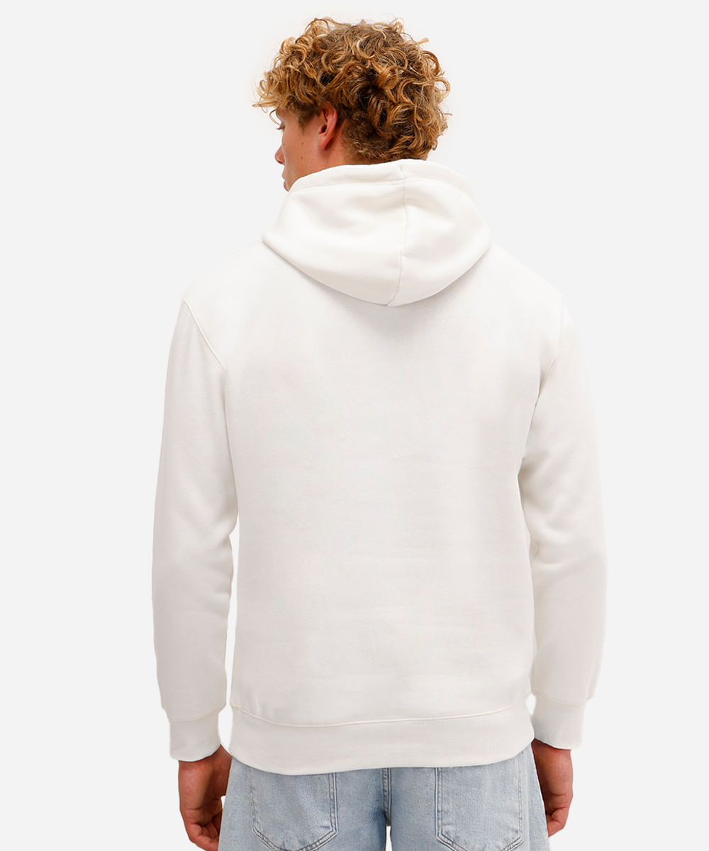 blusão oversized masculino de moletom felpado nyc com capuz off white