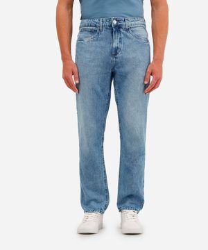 calça reta masculina jeans azul