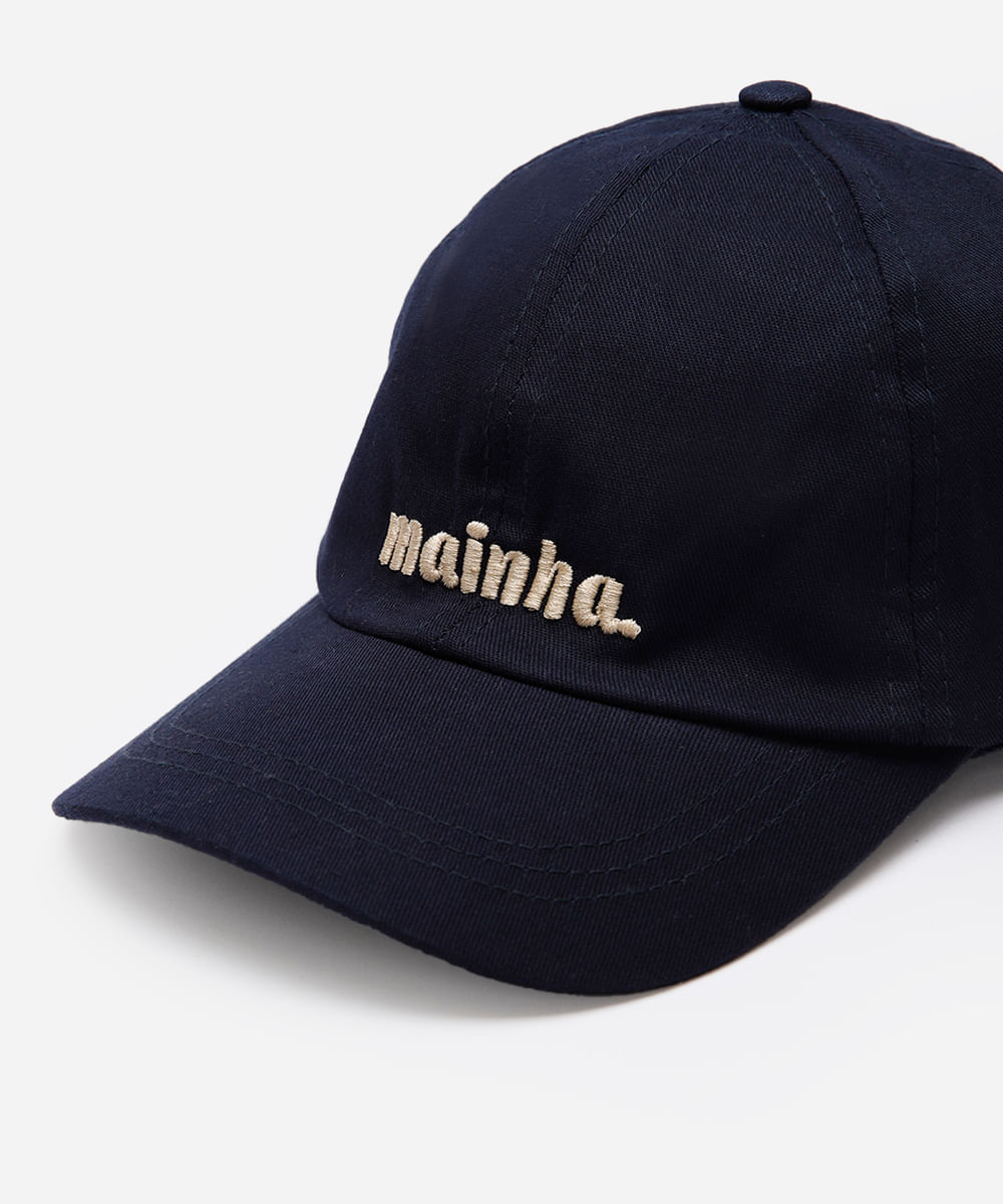 boné aba curva com bordado mainha azul
