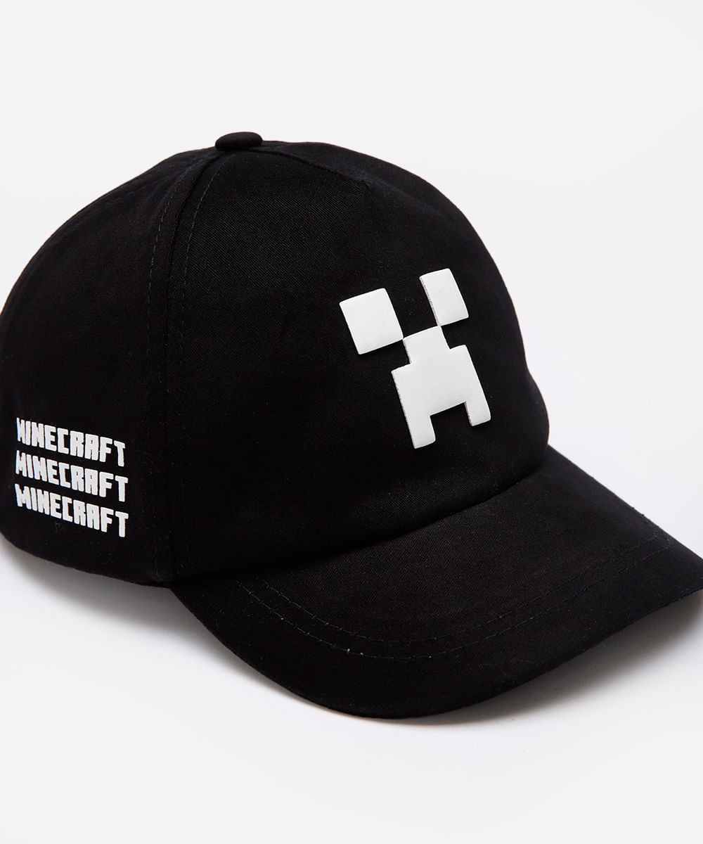 boné infantil minecraft - preto