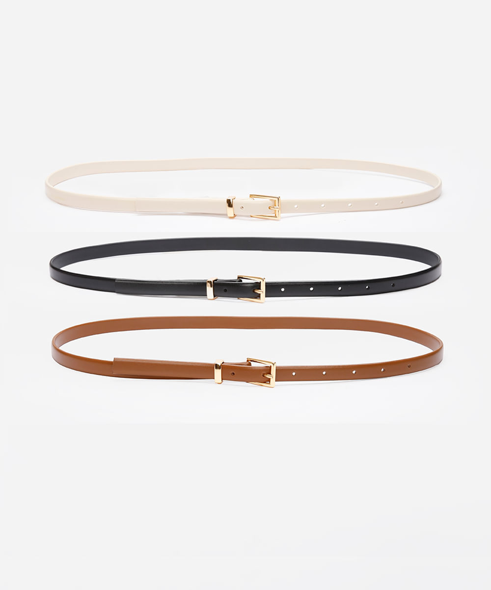 kit de 3 cintos femininos fivela quadrada colorido