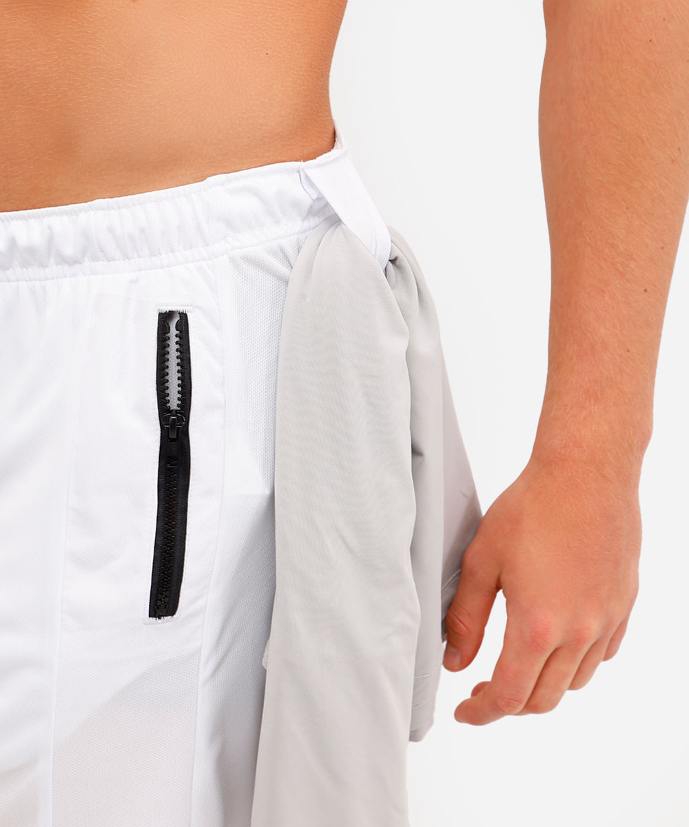 bermuda esportiva masculina com recortes branca