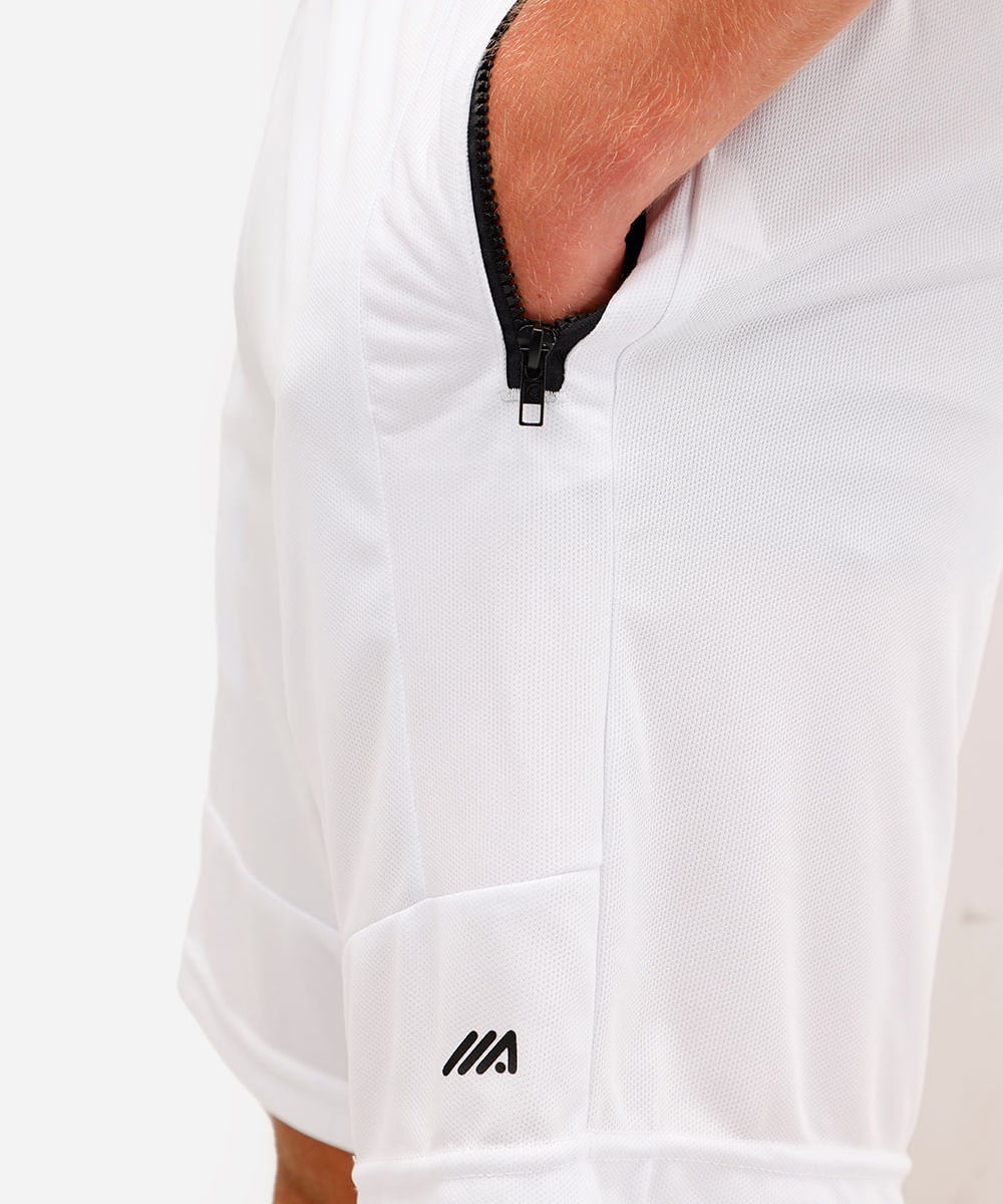 bermuda esportiva masculina com recortes branca