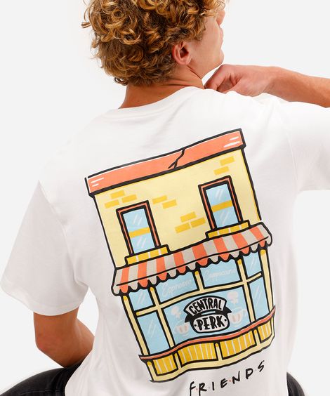 camiseta masculina de algodão manga curta friends  off white