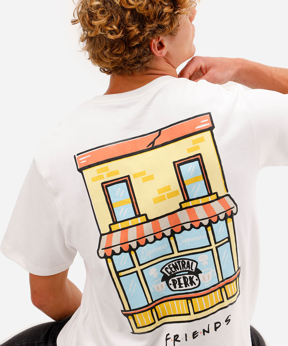 camiseta masculina de algodão manga curta friends  off white