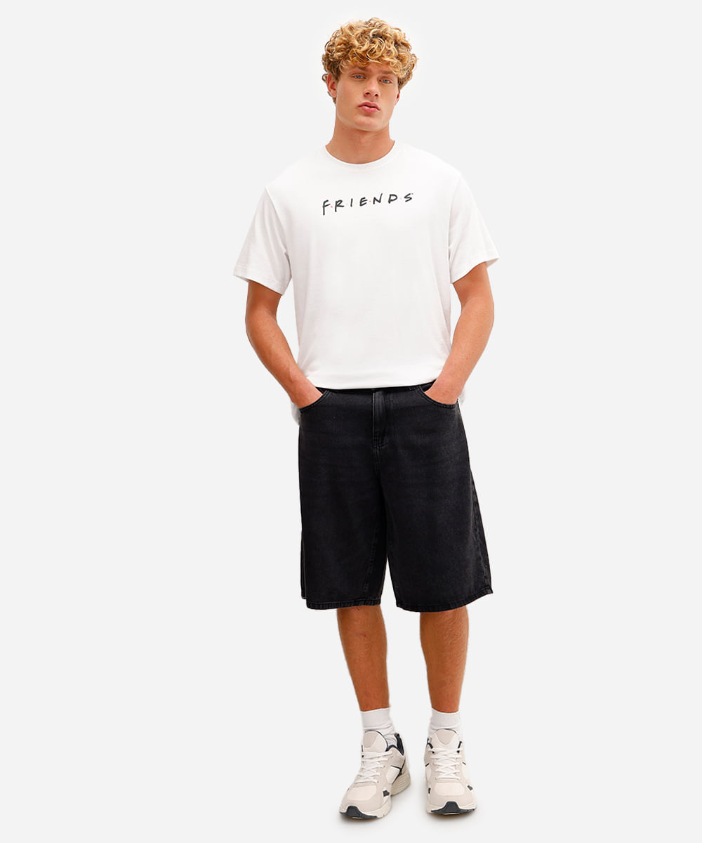 camiseta masculina de algodão manga curta friends  off white