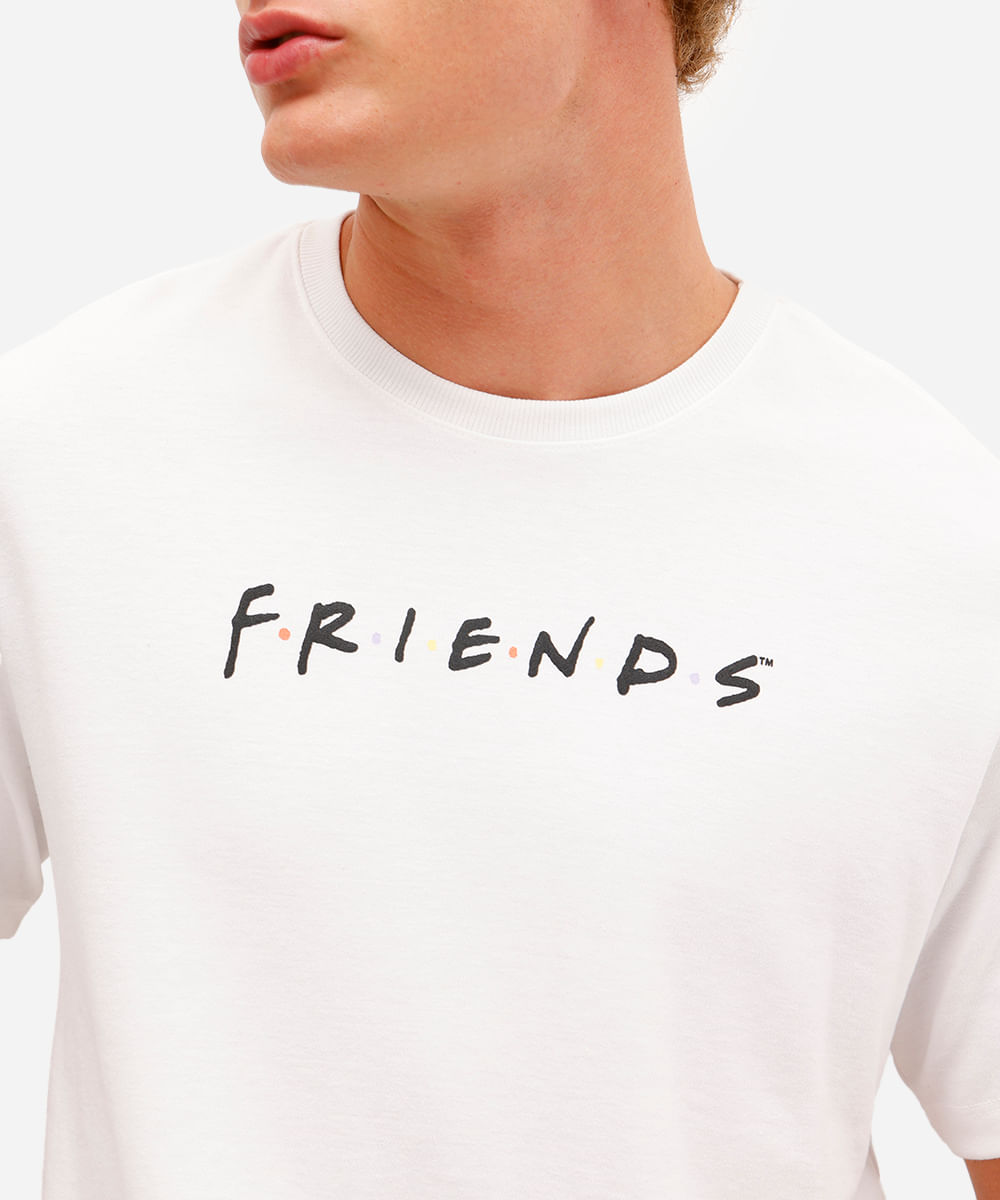 camiseta masculina de algodão manga curta friends  off white