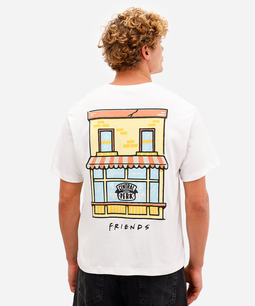camiseta masculina de algodão manga curta friends  off white