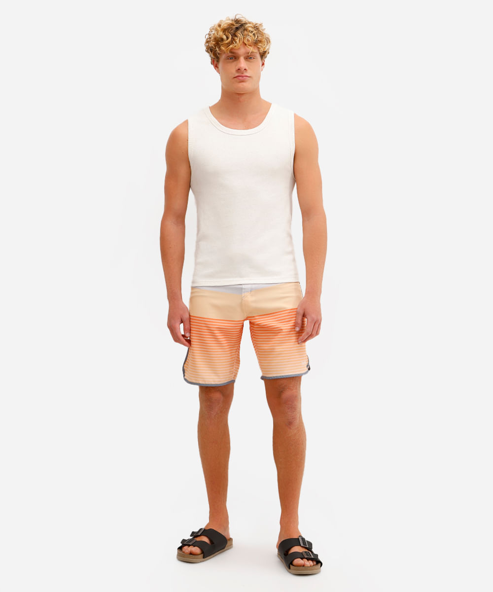 short boardshort masculino listrado cinza