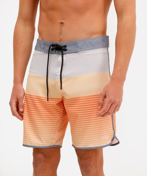short boardshort masculino listrado cinza