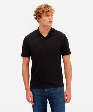 polo masculina de algodão peruano manga curta preta