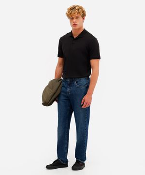 calça reta masculina jeans azul