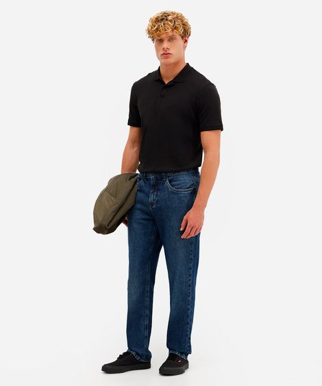 calça reta masculina jeans azul