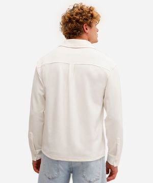 camisa masculina texturizada manga longa off white