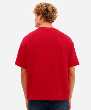 camiseta oversized masculina de moletom sem felpa vermelha