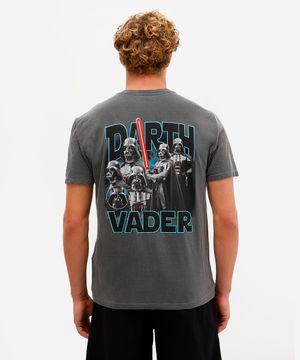 camiseta masculina de algodão star wars estonada preta