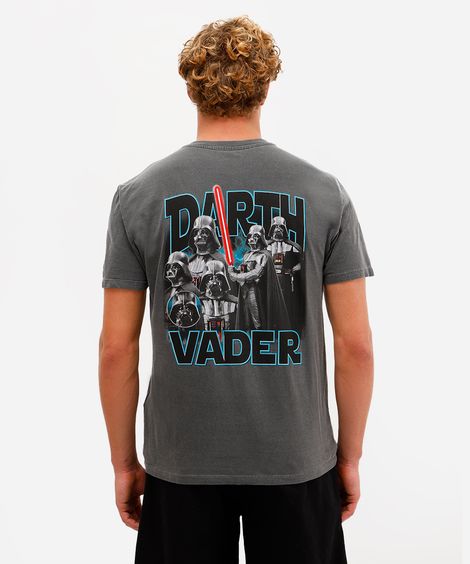 camiseta masculina de algodão star wars estonada preta