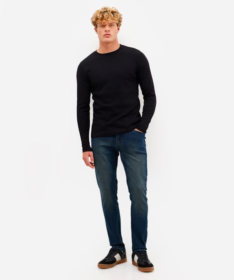 calça slim masculina jeans azul