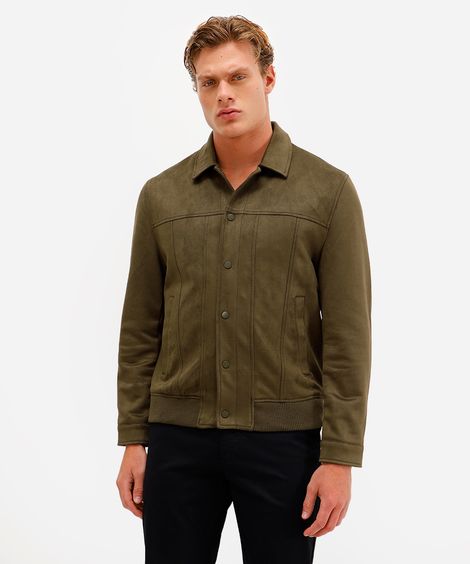 jaqueta bomber masculina de suede verde
