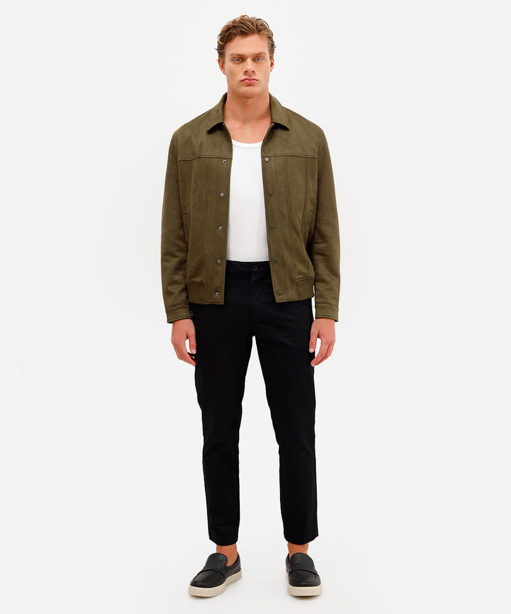 jaqueta bomber masculina de suede verde