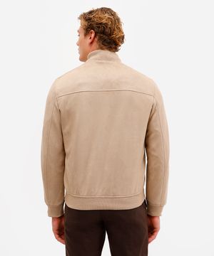 jaqueta bomber em suede bege