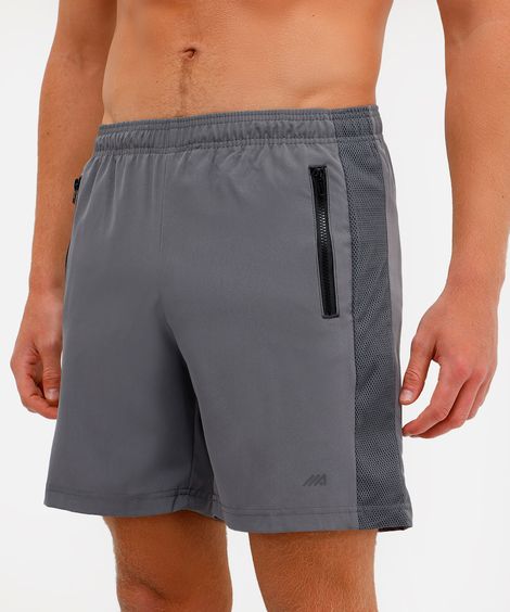 bermuda masculina com recorte lateral cinza