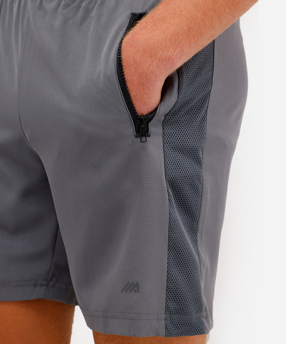 bermuda masculina com recorte lateral cinza