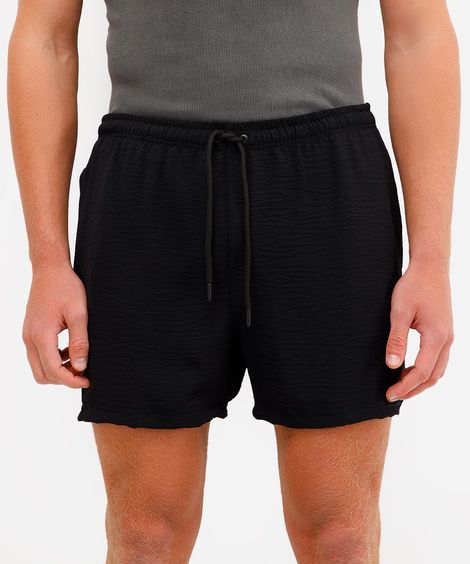 short masculino texturizado cós elástico preto