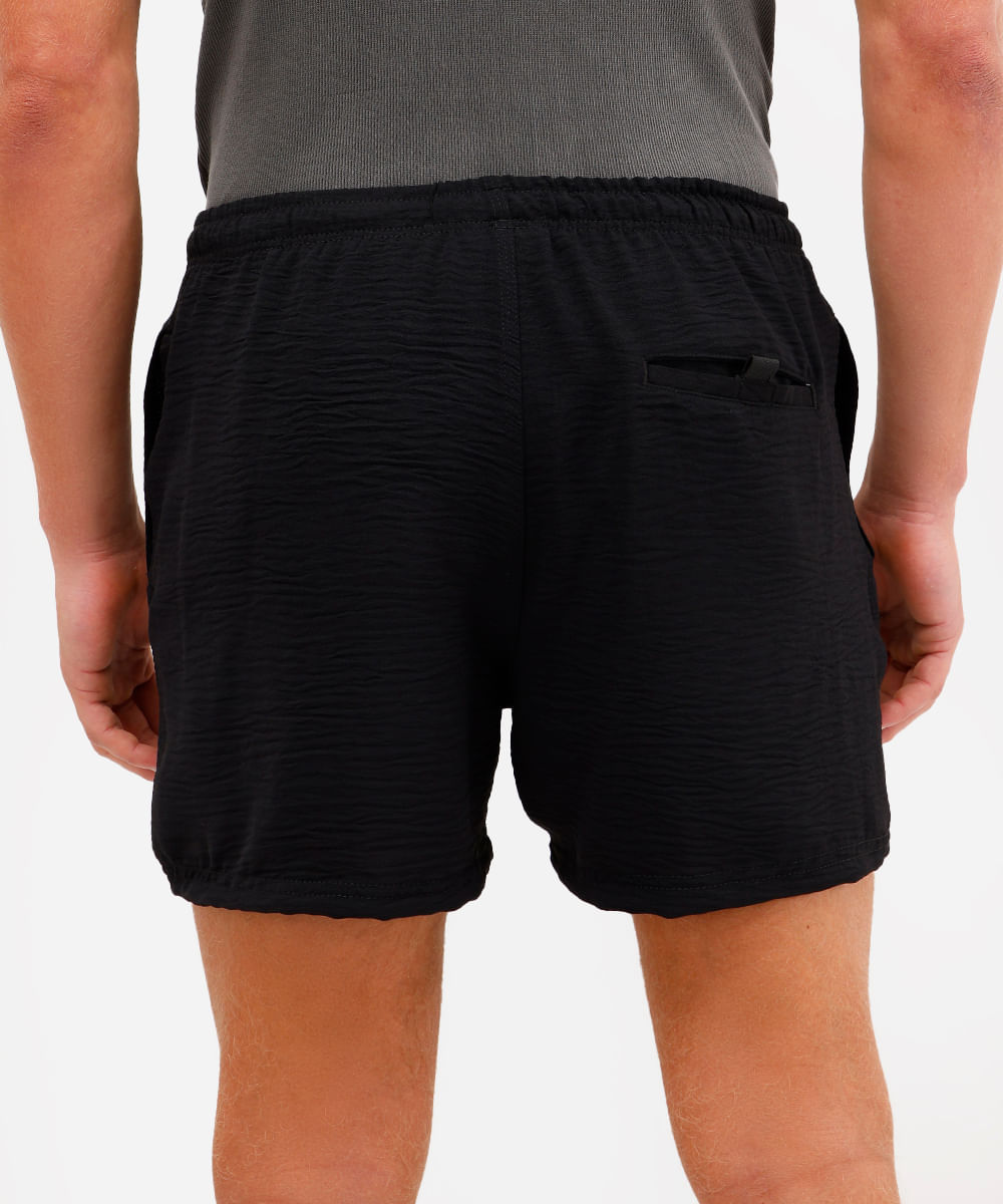 short masculino texturizado cós elástico preto