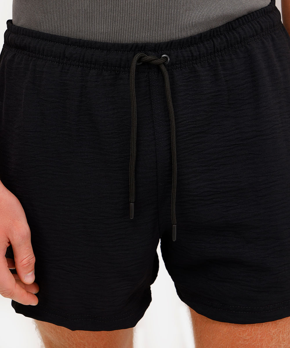 short masculino texturizado cós elástico preto