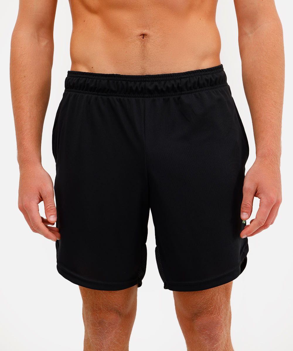 short masculino esportivo ace texturizado com recorte - verde fluor