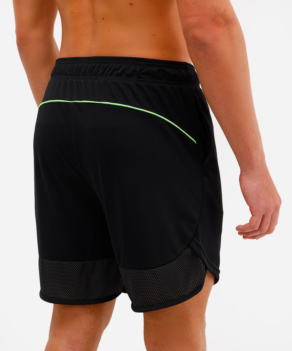 short masculino esportivo ace texturizado com recorte - verde fluor