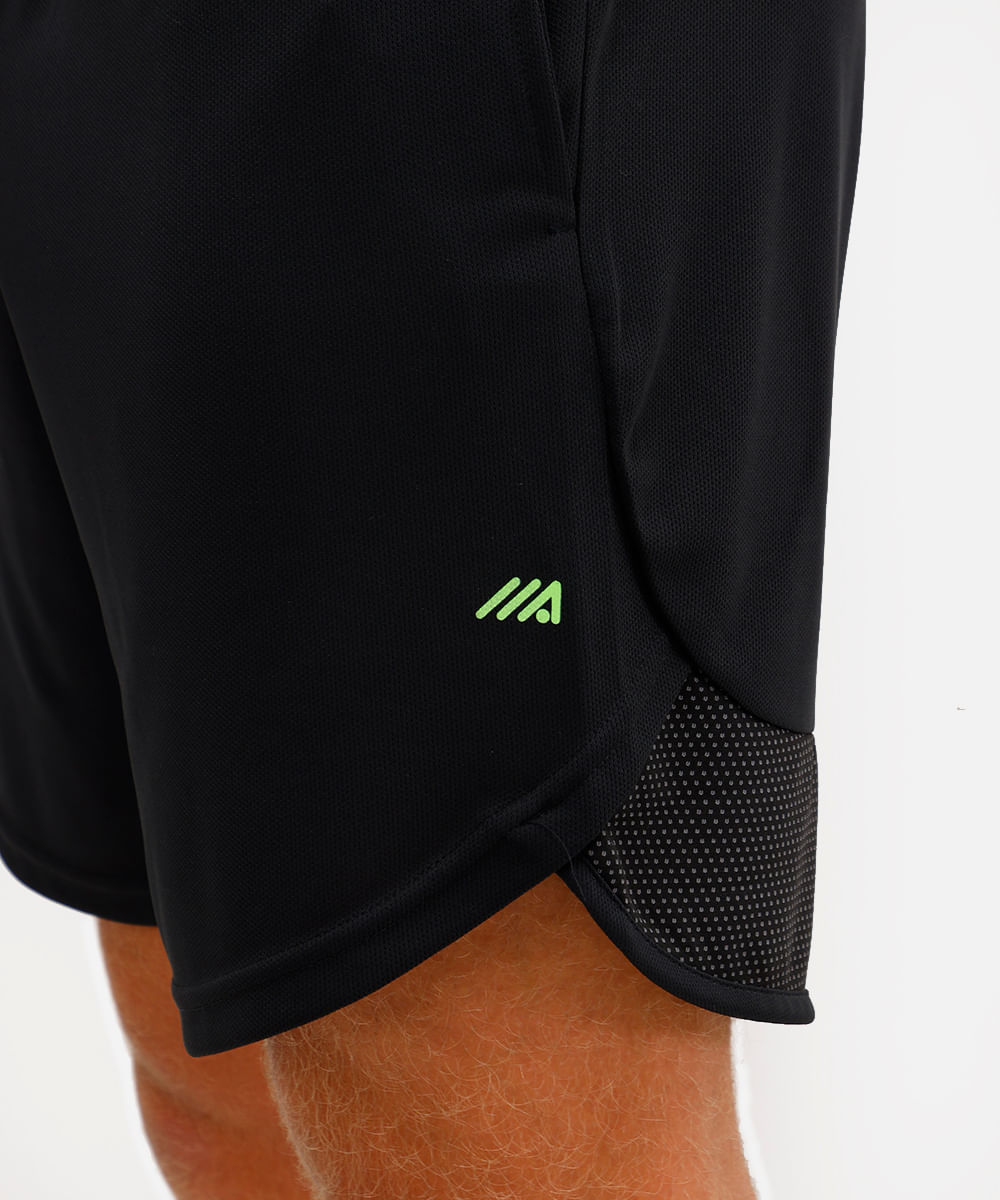 short masculino esportivo ace texturizado com recorte - verde fluor