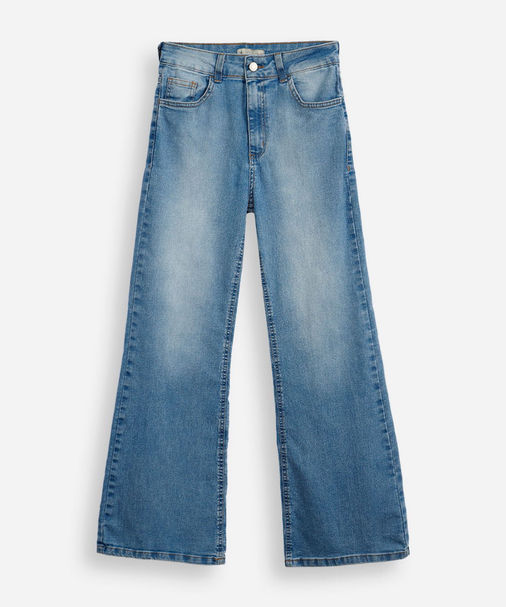 calça flare juvenil jeans azul