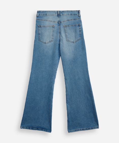 calça flare juvenil jeans azul